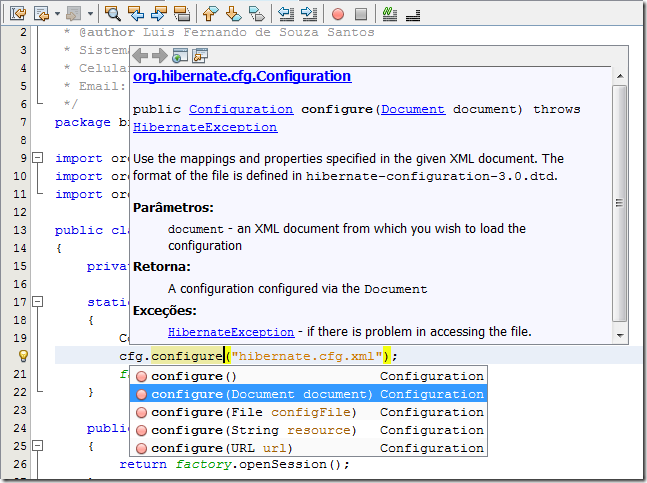 Wormhole: Instalando Javadocs do Hibernate 3 no Netbeans